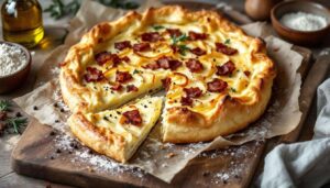 Un parfum d’Alsace dans la cuisine : la tarte ultra fine qui devient irrésistible avec crème, oignons et lardons