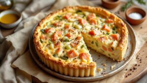 « Mélangez, enfournez, dégustez » : cette quiche saumon-poireaux ultra moelleuse fait toujours un carton !