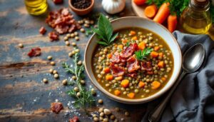 Un délice pas cher et réconfortant » : cette soupe de lentilles et lardons cale et réchauffe pour moins de 2 euros par tête