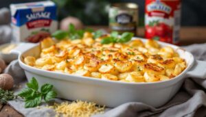 Gratin de coquillettes à la chair à saucisse : impossible de résister à cette recette !