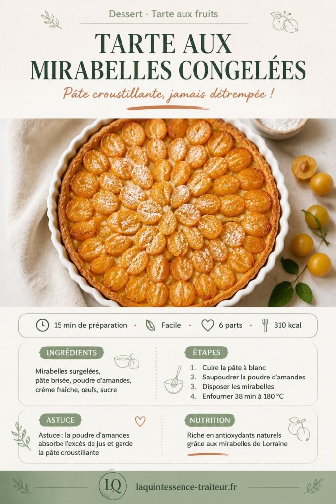 Tarte aux mirabelles congelées dorée, croustillante, à épingler sur Pinterest